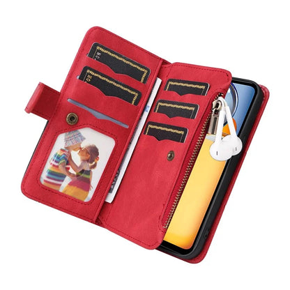 KT Multi-function Series-5 For Xiaomi Redmi 13C 4G / Poco C65 4G Case Dual Color Splicing Leather Cover