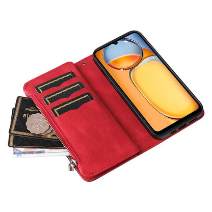 KT Multi-function Series-5 For Xiaomi Redmi 13C 4G / Poco C65 4G Case Dual Color Splicing Leather Cover