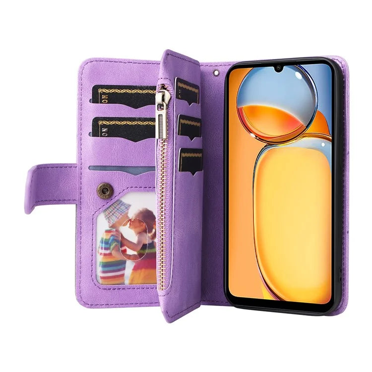 KT Multi-function Series-5 For Xiaomi Redmi 13C 4G / Poco C65 4G Case Dual Color Splicing Leather Cover