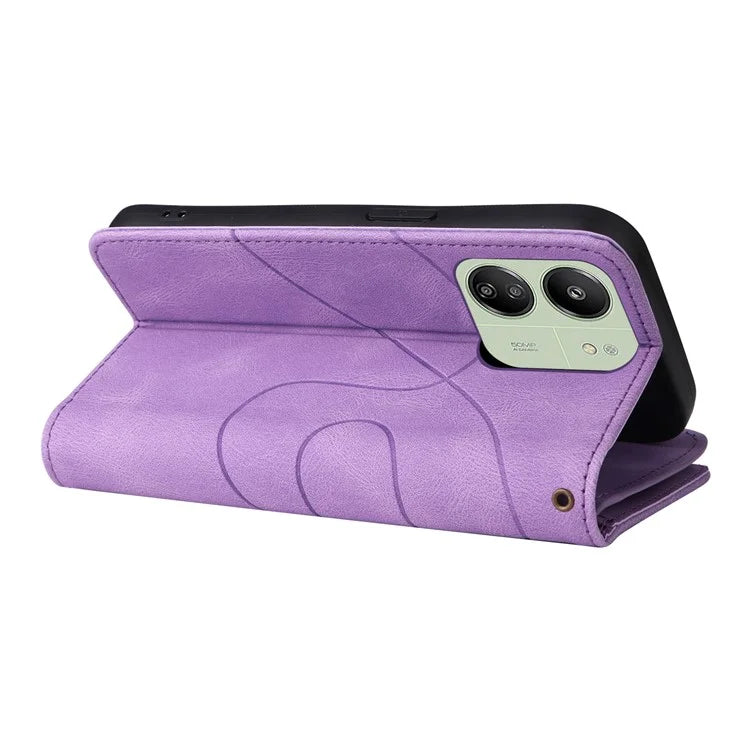 KT Multi-function Series-5 For Xiaomi Redmi 13C 4G / Poco C65 4G Case Dual Color Splicing Leather Cover