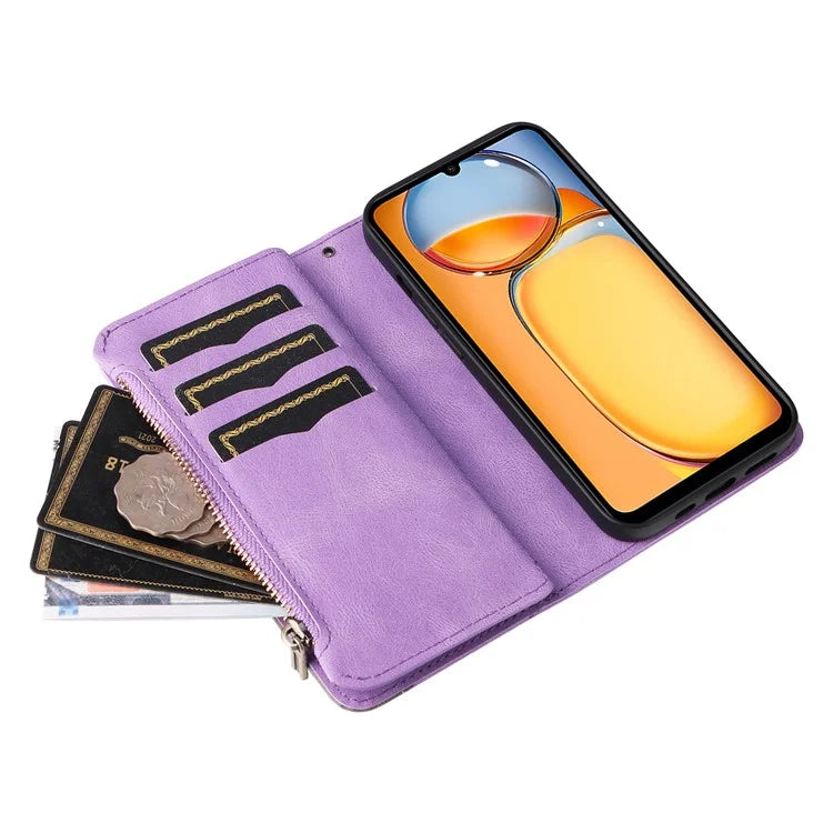 KT Multi-function Series-5 For Xiaomi Redmi 13C 4G / Poco C65 4G Case Dual Color Splicing Leather Cover