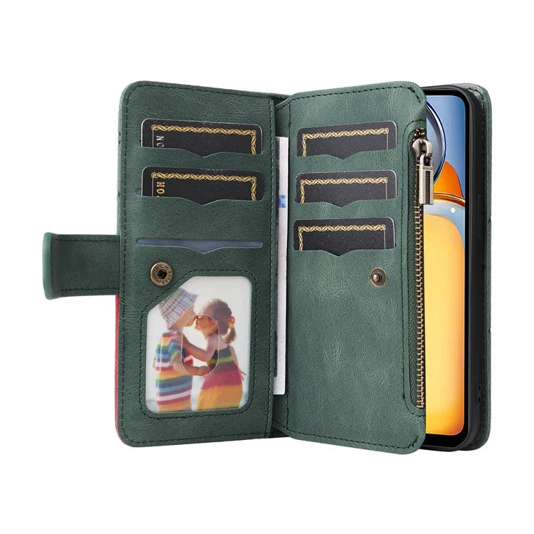 KT Multi-function Series-5 For Xiaomi Redmi 13C 4G / Poco C65 4G Case Dual Color Splicing Leather Cover
