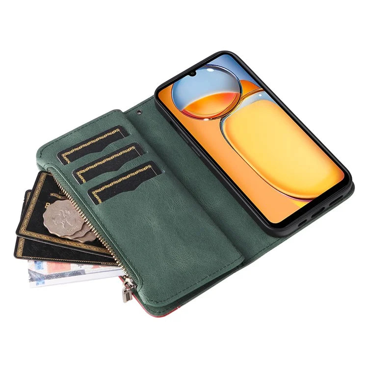 KT Multi-function Series-5 For Xiaomi Redmi 13C 4G / Poco C65 4G Case Dual Color Splicing Leather Cover