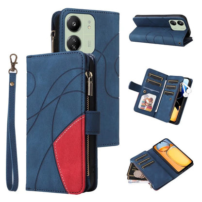 KT Multi-function Series-5 For Xiaomi Redmi 13C 4G / Poco C65 4G Case Dual Color Splicing Leather Cover