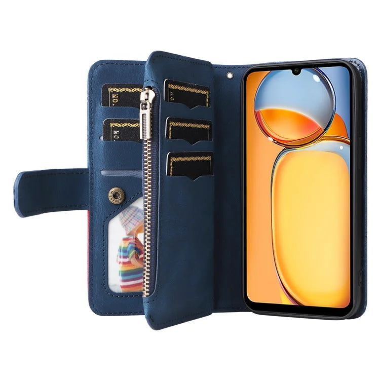 KT Multi-function Series-5 For Xiaomi Redmi 13C 4G / Poco C65 4G Case Dual Color Splicing Leather Cover