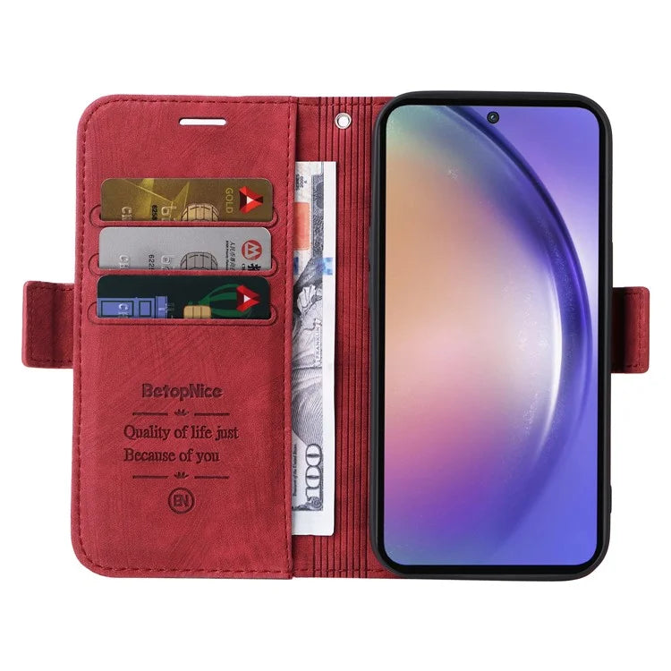 BETOPNICE 001 for Samsung Galaxy A55 5G Magnetic Case Leather Flip Stand Protective Cover