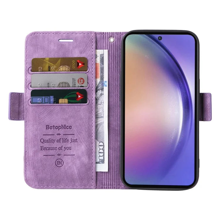 BETOPNICE 001 for Samsung Galaxy A55 5G Magnetic Case Leather Flip Stand Protective Cover