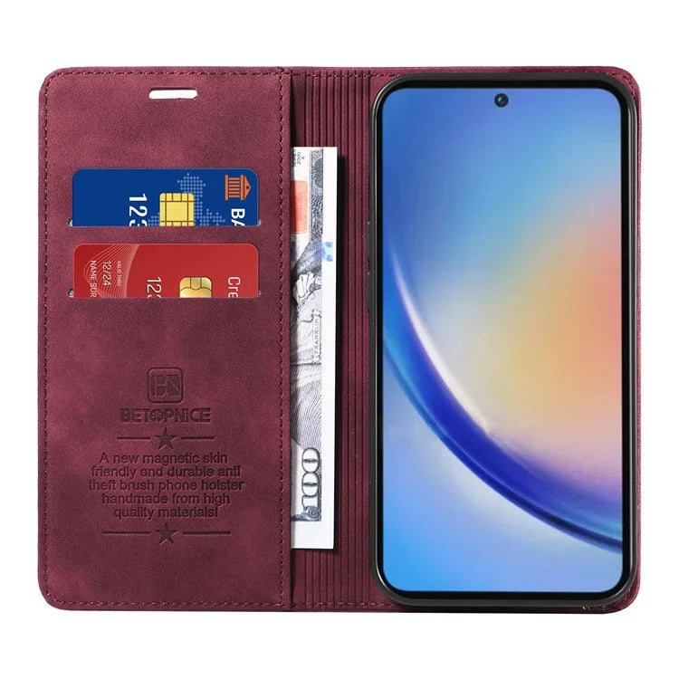 BETOPNICE 003 for Samsung Galaxy A35 5G Magnetic Phone Case RFID Blocking Card Slots Cover