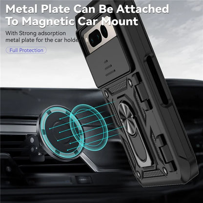 For Google Pixel Fold Kickstand Case PC+TPU Dual Layer Phone Cover