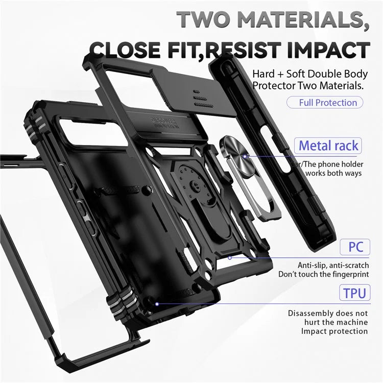 For Google Pixel Fold Kickstand Case PC+TPU Dual Layer Phone Cover