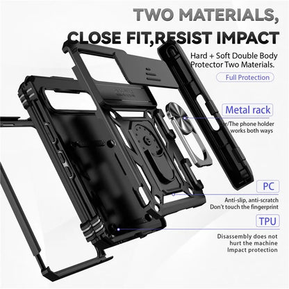 For Google Pixel Fold Kickstand Case PC+TPU Dual Layer Phone Cover