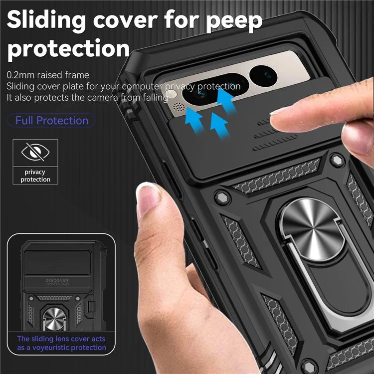 For Google Pixel Fold Kickstand Case PC+TPU Dual Layer Phone Cover