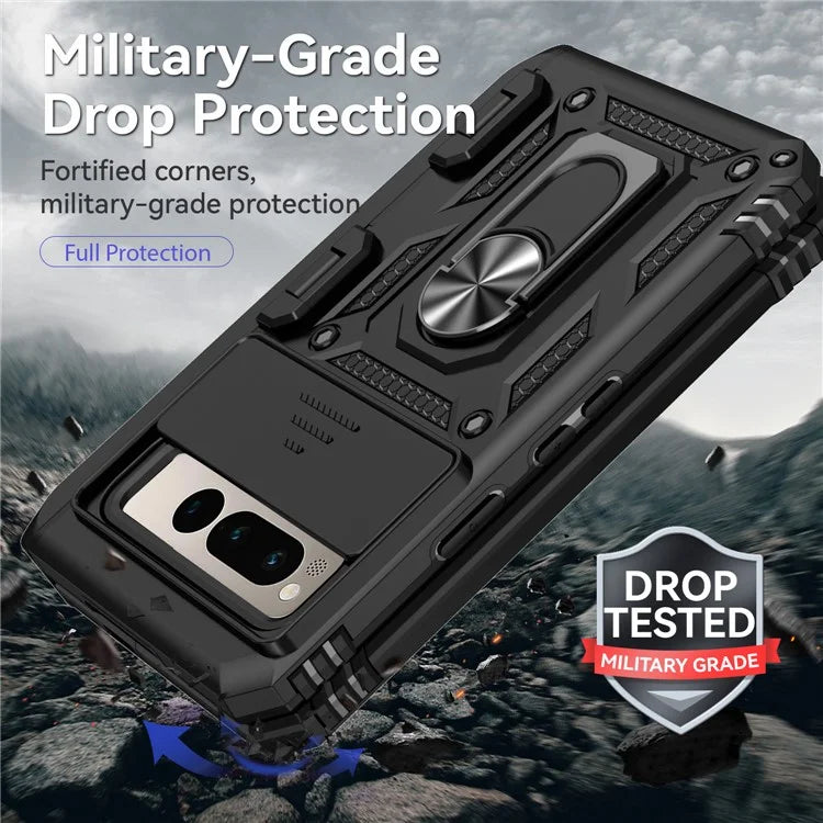For Google Pixel Fold Kickstand Case PC+TPU Dual Layer Phone Cover