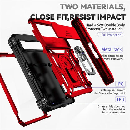 For Google Pixel Fold Kickstand Case PC+TPU Dual Layer Phone Cover