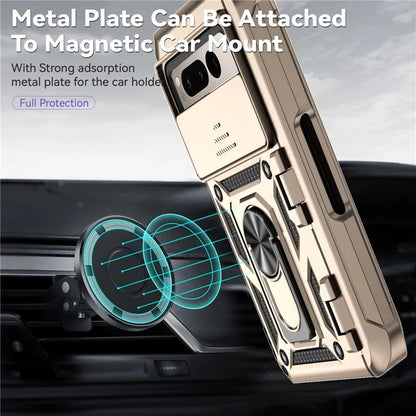 For Google Pixel Fold Kickstand Case PC+TPU Dual Layer Phone Cover