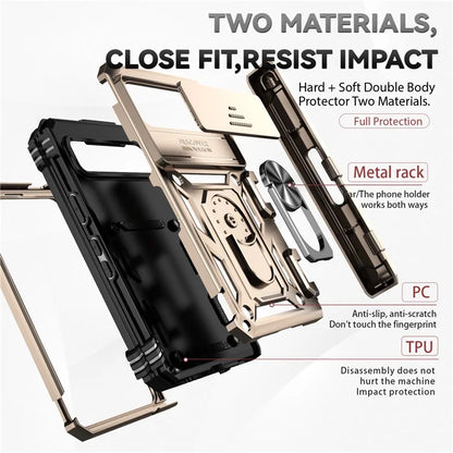 For Google Pixel Fold Kickstand Case PC+TPU Dual Layer Phone Cover