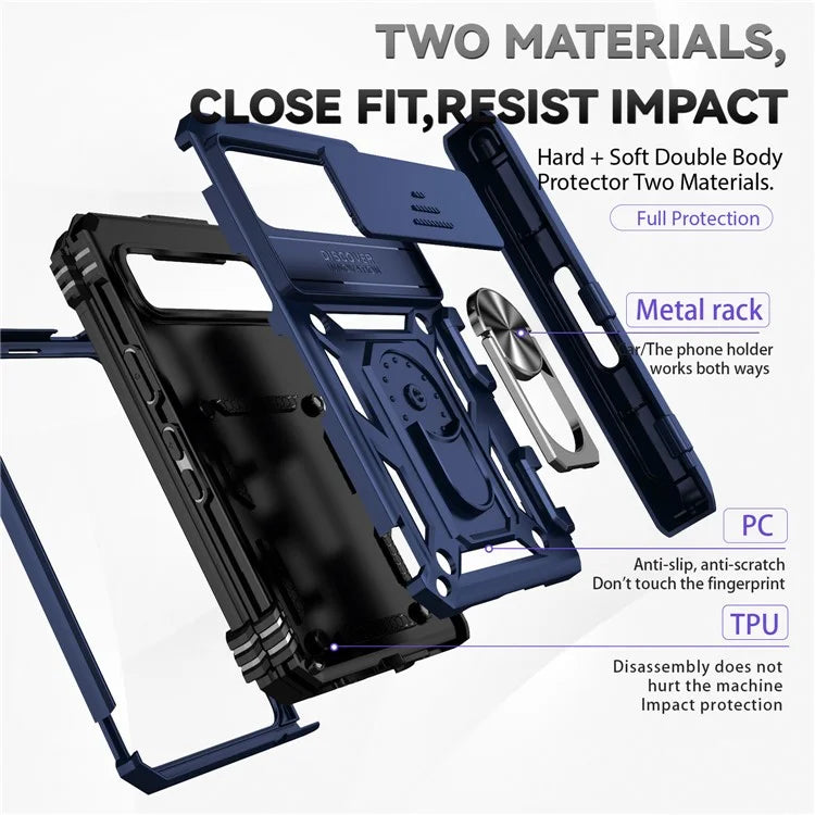 For Google Pixel Fold Kickstand Case PC+TPU Dual Layer Phone Cover