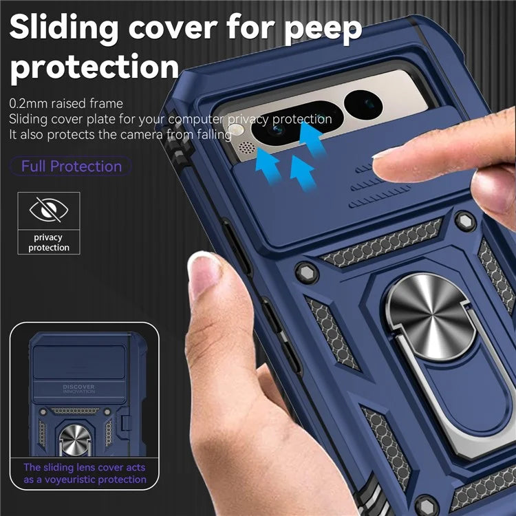 For Google Pixel Fold Kickstand Case PC+TPU Dual Layer Phone Cover