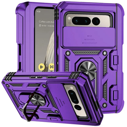 For Google Pixel Fold Kickstand Case PC+TPU Dual Layer Phone Cover