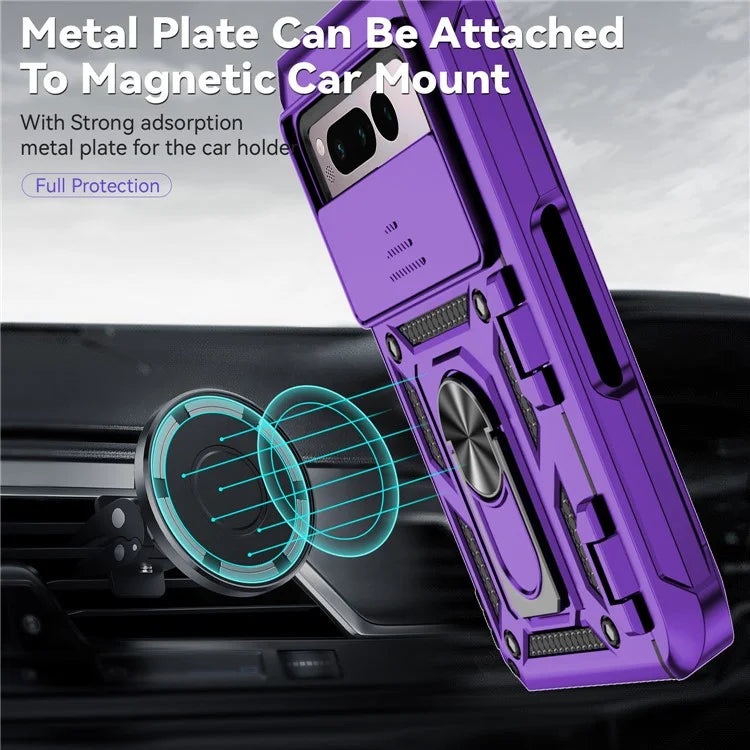 For Google Pixel Fold Kickstand Case PC+TPU Dual Layer Phone Cover