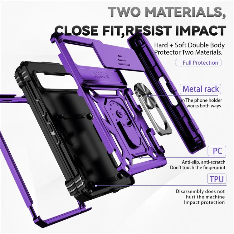 For Google Pixel Fold Kickstand Case PC+TPU Dual Layer Phone Cover