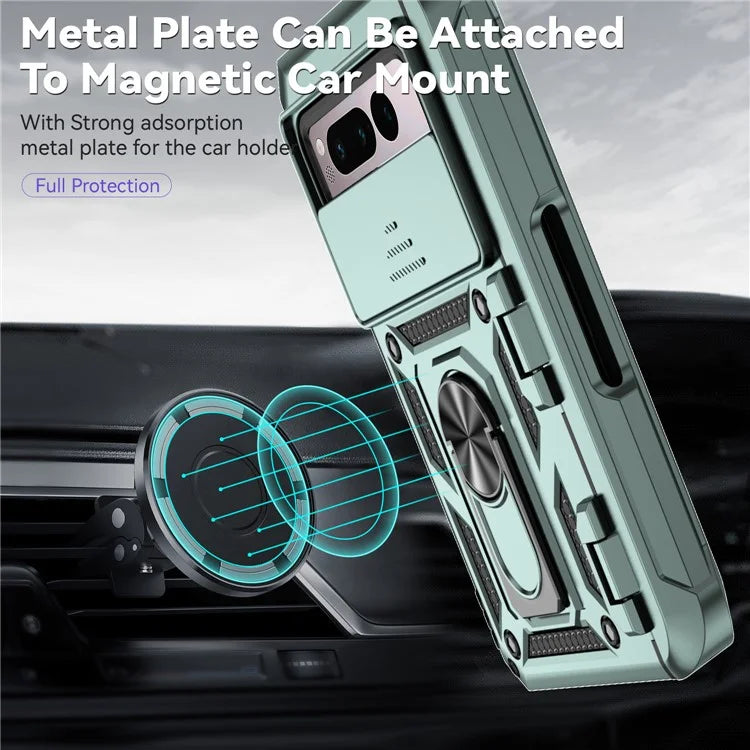 For Google Pixel Fold Kickstand Case PC+TPU Dual Layer Phone Cover