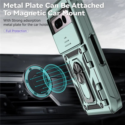 For Google Pixel Fold Kickstand Case PC+TPU Dual Layer Phone Cover