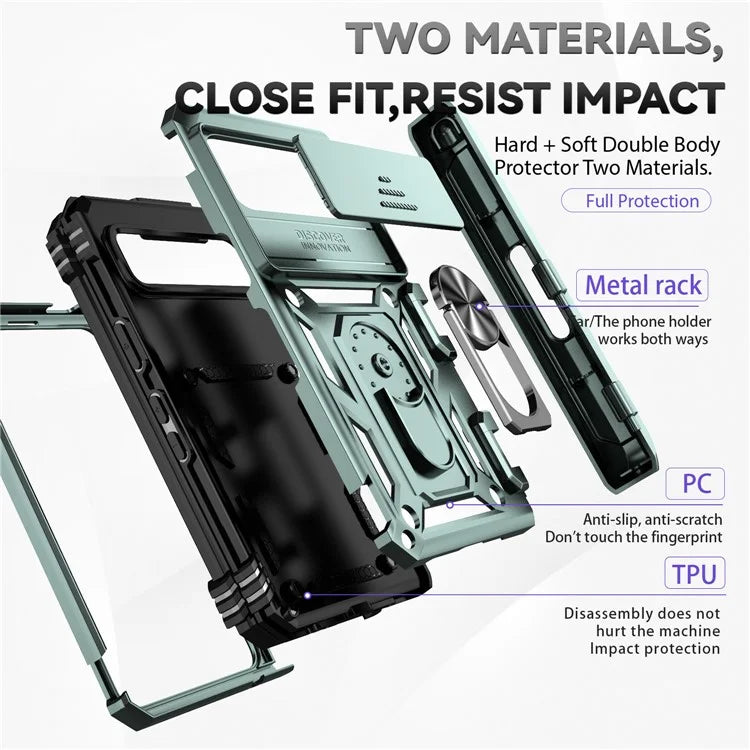 For Google Pixel Fold Kickstand Case PC+TPU Dual Layer Phone Cover