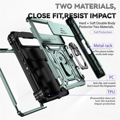 For Google Pixel Fold Kickstand Case PC+TPU Dual Layer Phone Cover