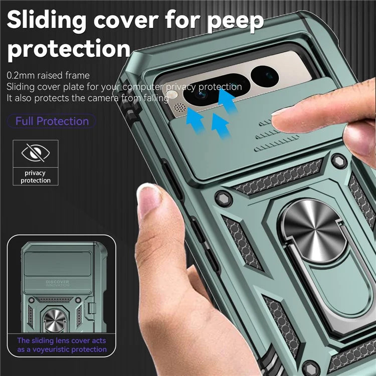 For Google Pixel Fold Kickstand Case PC+TPU Dual Layer Phone Cover