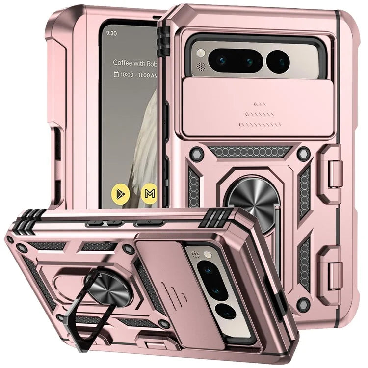 For Google Pixel Fold Kickstand Case PC+TPU Dual Layer Phone Cover