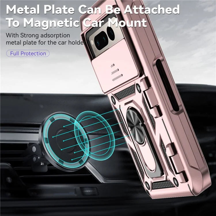 For Google Pixel Fold Kickstand Case PC+TPU Dual Layer Phone Cover