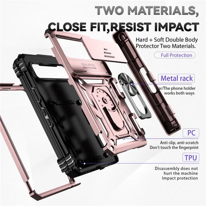 For Google Pixel Fold Kickstand Case PC+TPU Dual Layer Phone Cover