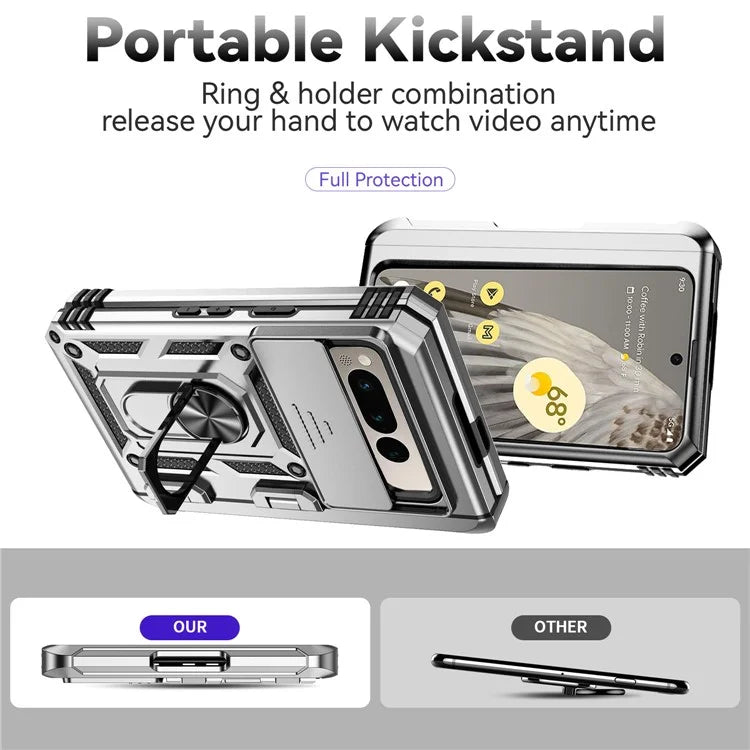 For Google Pixel Fold Kickstand Case PC+TPU Dual Layer Phone Cover