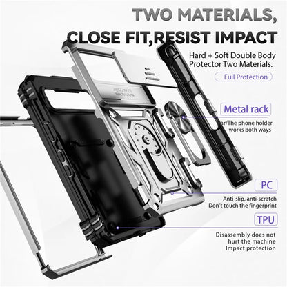 For Google Pixel Fold Kickstand Case PC+TPU Dual Layer Phone Cover