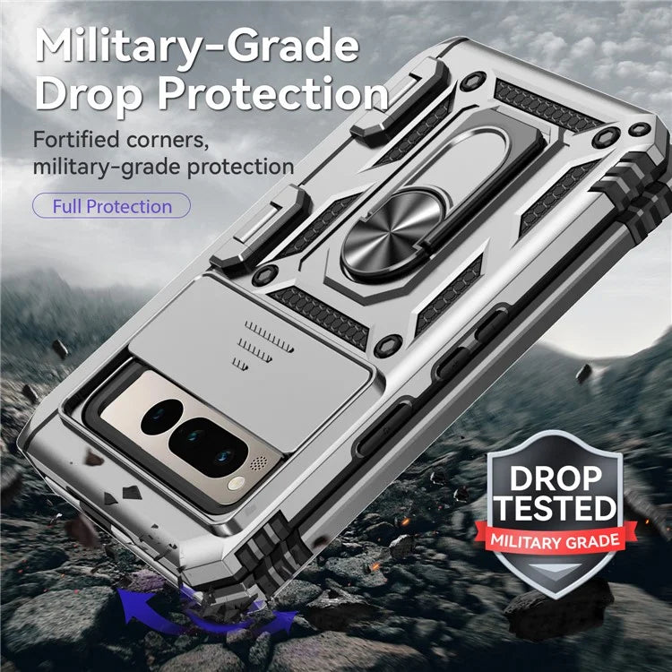 For Google Pixel Fold Kickstand Case PC+TPU Dual Layer Phone Cover