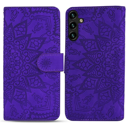 For Samsung Galaxy A35 5G Cell Phone Case Imprinted Flower Leather Wallet Cover