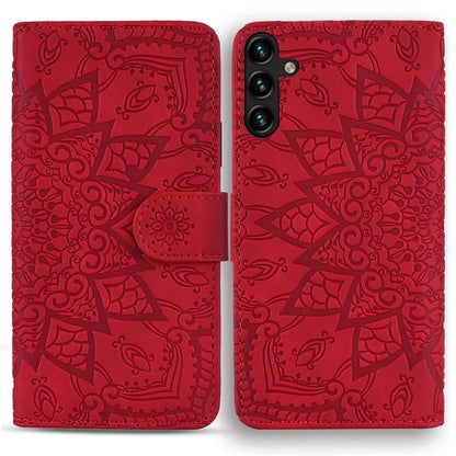 For Samsung Galaxy A35 5G Cell Phone Case Imprinted Flower Leather Wallet Cover