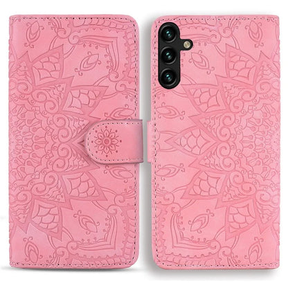 For Samsung Galaxy A35 5G Cell Phone Case Imprinted Flower Leather Wallet Cover
