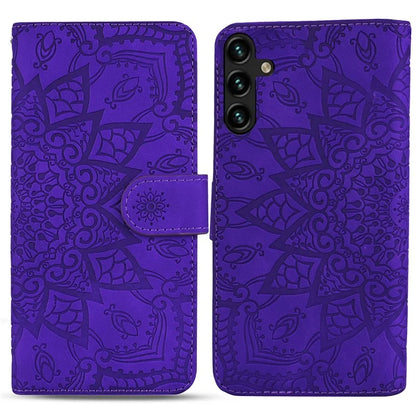 For Samsung Galaxy A55 5G Case Imprinted Flower Calf Texture Cover