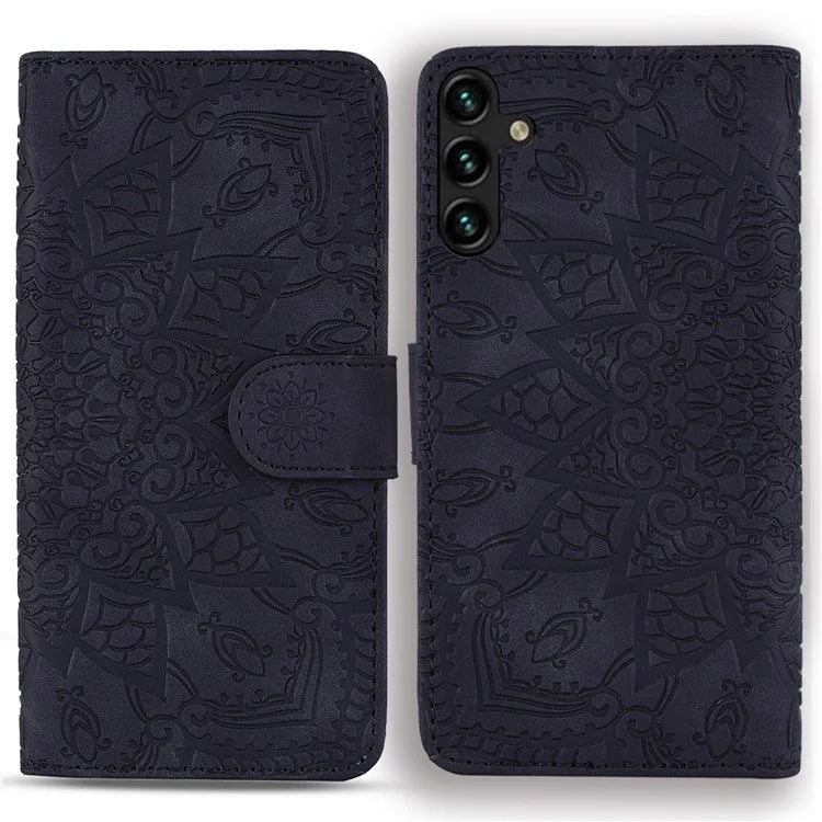 For Samsung Galaxy A55 5G Case Imprinted Flower Calf Texture Cover