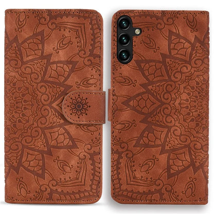 For Samsung Galaxy A55 5G Case Imprinted Flower Calf Texture Cover