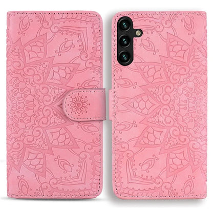 For Samsung Galaxy A55 5G Case Imprinted Flower Calf Texture Cover