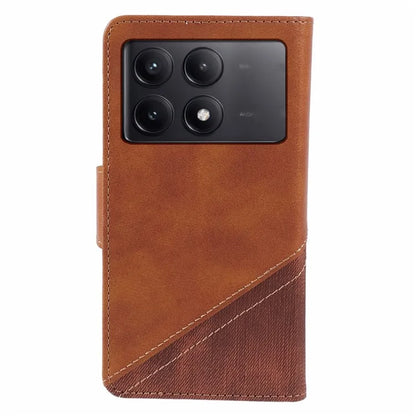 For Xiaomi Redmi K70E 5G / Poco X6 Pro 5G Case Splicing Crazy Horse Texture Leather Wallet Anti-shock Phone Cover