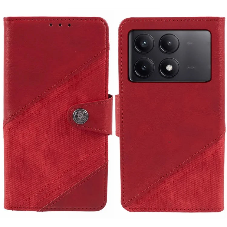 For Xiaomi Redmi K70E 5G / Poco X6 Pro 5G Case Splicing Crazy Horse Texture Leather Wallet Anti-shock Phone Cover