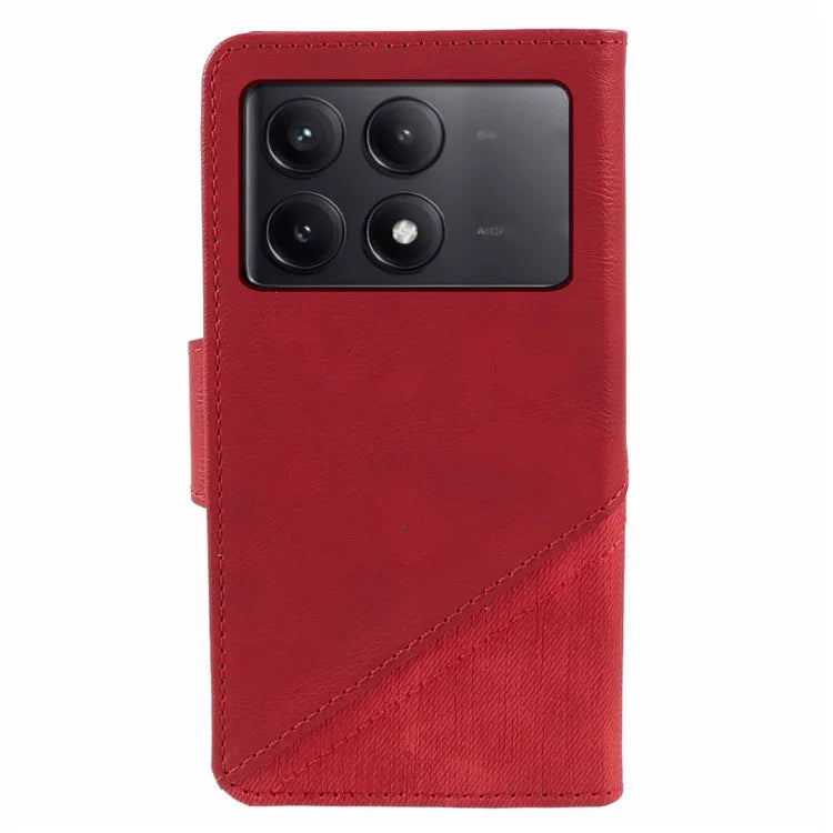 For Xiaomi Redmi K70E 5G / Poco X6 Pro 5G Case Splicing Crazy Horse Texture Leather Wallet Anti-shock Phone Cover