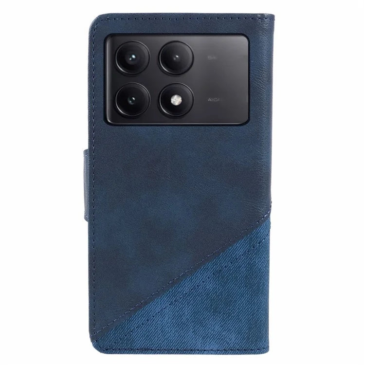 For Xiaomi Redmi K70E 5G / Poco X6 Pro 5G Case Splicing Crazy Horse Texture Leather Wallet Anti-shock Phone Cover