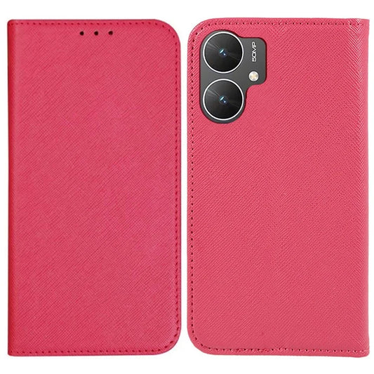 For Xiaomi Poco M6 5G Shockproof Phone Cover Cross Texture Magnetic PU Leather Case with Stand