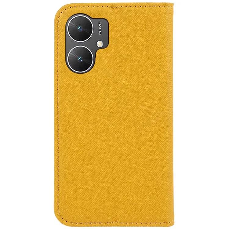 For Xiaomi Poco M6 5G Shockproof Phone Cover Cross Texture Magnetic PU Leather Case with Stand