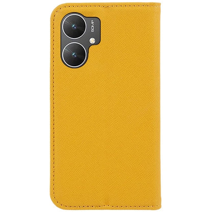 For Xiaomi Poco M6 5G Shockproof Phone Cover Cross Texture Magnetic PU Leather Case with Stand